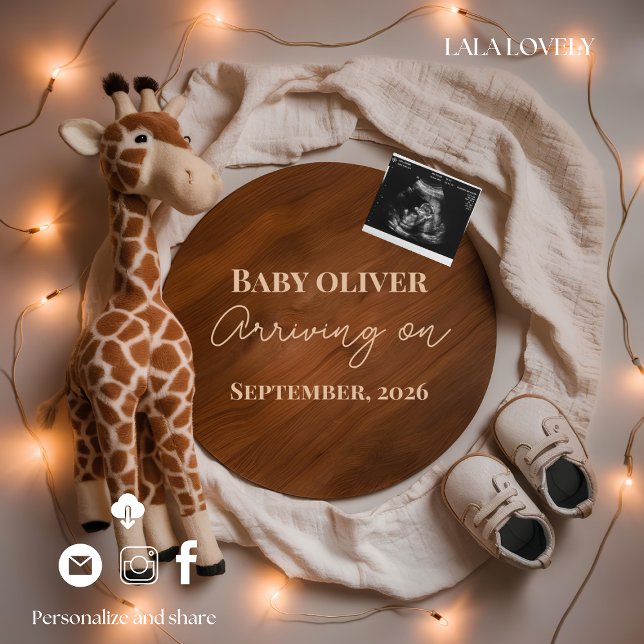  giraffe baby reveal pregnancy announcement card ankündigung (Von Creator hochgeladen)