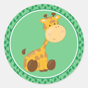 Giraffe Baby Safari Tiere Round Sticker