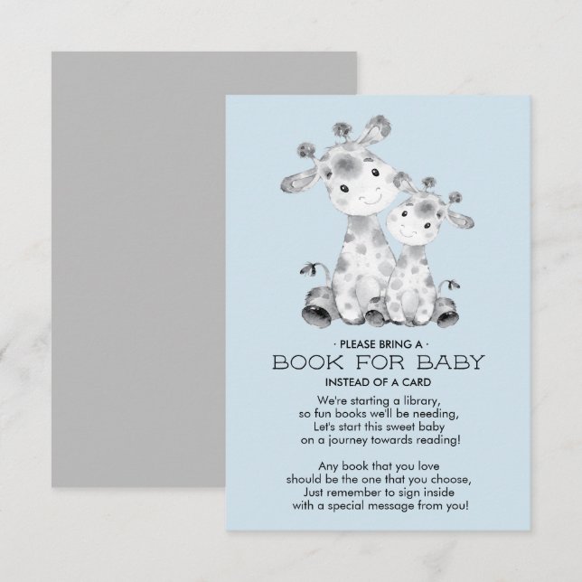 Giraffe Baby Shower Book for Baby Card Einladung (Vorne/Hinten)
