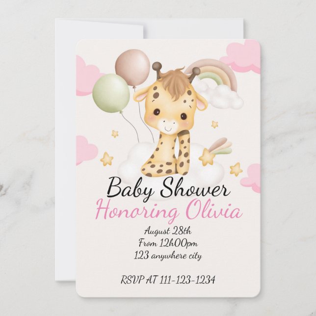 GIRAFFE BABY SHOWER EINLADUNG (Vorderseite)