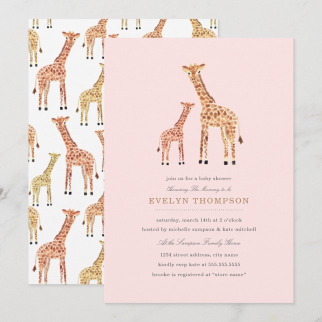 Giraffe Baby Shower Einladung (Vorne/Hinten)