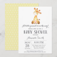Giraffe Baby Shower Einladung Gelb und Grau