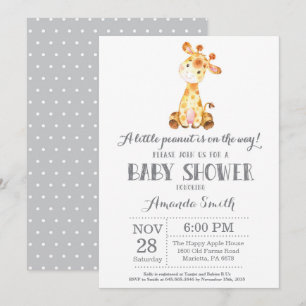 Giraffe Baby shower Invitation Gris