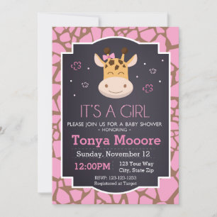 Giraffe Baby Shower Invitation (Mädchen) Einladung
