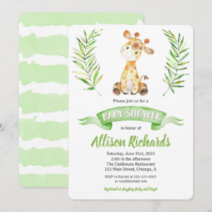 Giraffe baby shower invitation sans sexe