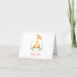 Giraffe Baby shower Merci Cartes (Fille)