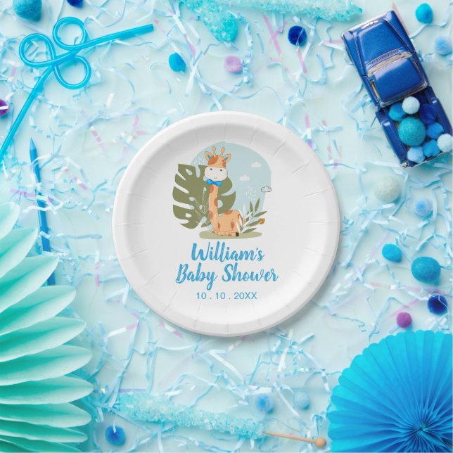 Giraffe Baby Shower Napkin (Boy Safari Animal) Pappteller (Party)