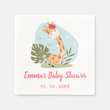 Giraffe Baby Shower Napkin (Girl Safari Animal)