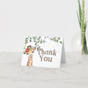 Giraffe Baby shower plié Merci carte de note