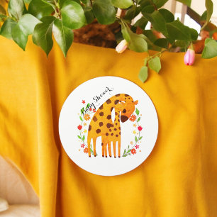 Giraffe Baby Shower Runder Aufkleber