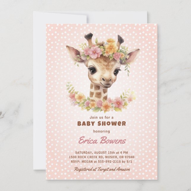 Giraffe Baby Shower Wild One auf dem Weg Safari Einladung (Vorderseite)