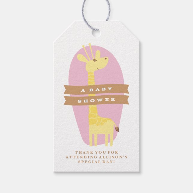 Giraffe Babydusche Danke, Geschenk Tag Geschenkanhänger (Vorderseite)