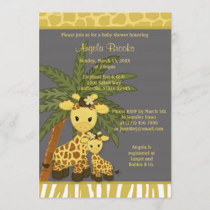 Giraffe Babydusche Einladung Mommy Graugelb