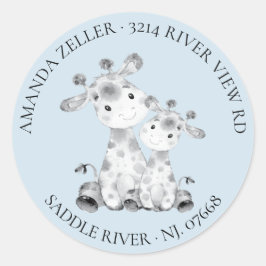 Giraffe Babydusche Rücksendeadresse Runder Aufkleber