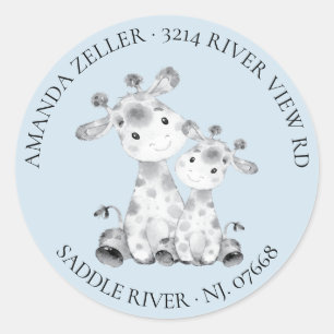 Giraffe Babydusche Rücksendeadresse Runder Aufkleber