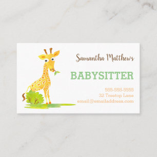 Giraffe Babysitter Kinderbetreuung Wasserfarben Visitenkarte