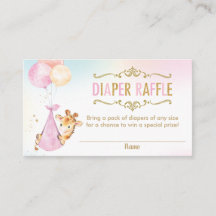 Giraffe Balloons Baby Duwer Diaper Raffle Ticket