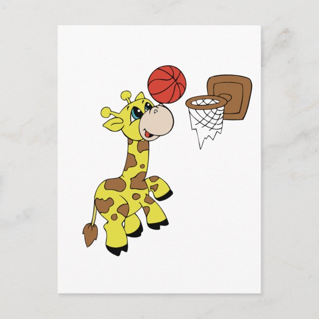 Giraffe Basketball T - Shirt und Geschenke Postkarte (Vorderseite)