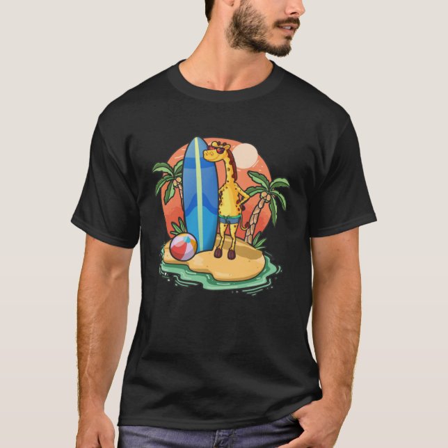 Giraffe Beach Vacation Tier Grafik T-Shirt (Vorderseite)