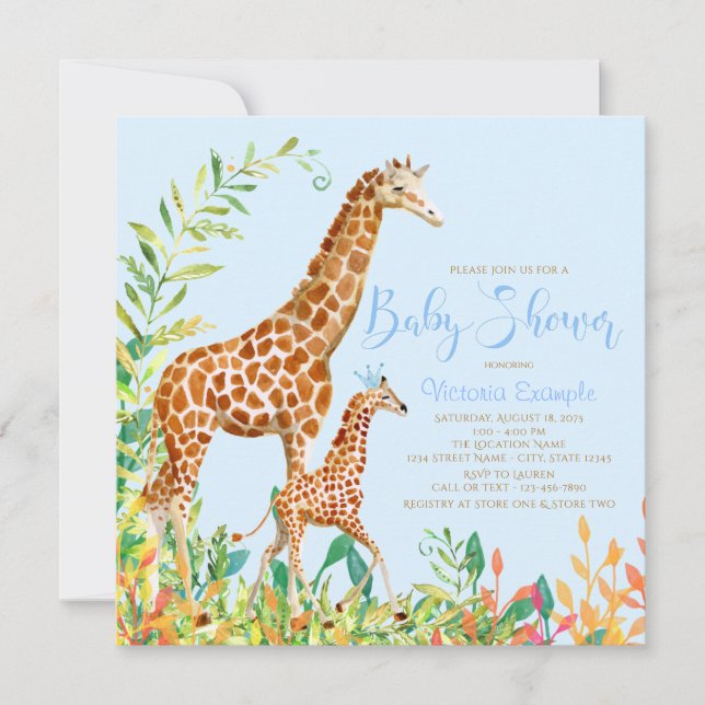 Giraffe bébé douche Invitations (Devant)