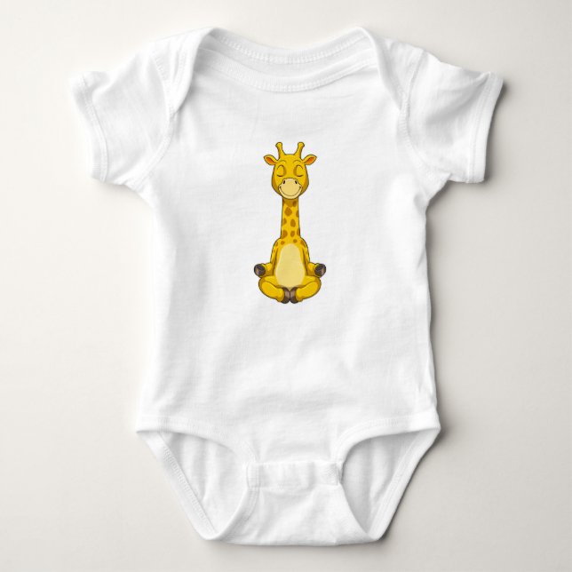 Giraffe bei der Yoga-Meditation Baby Strampler (Vorderseite)
