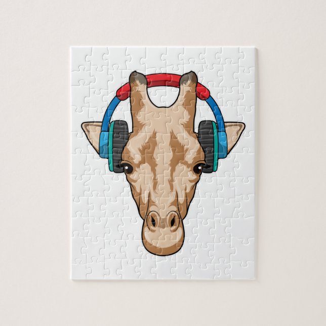 Giraffe bei Musik mit Headphone (Vertikal)