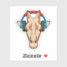 Giraffe bei Musik mit Headphone Aufkleber