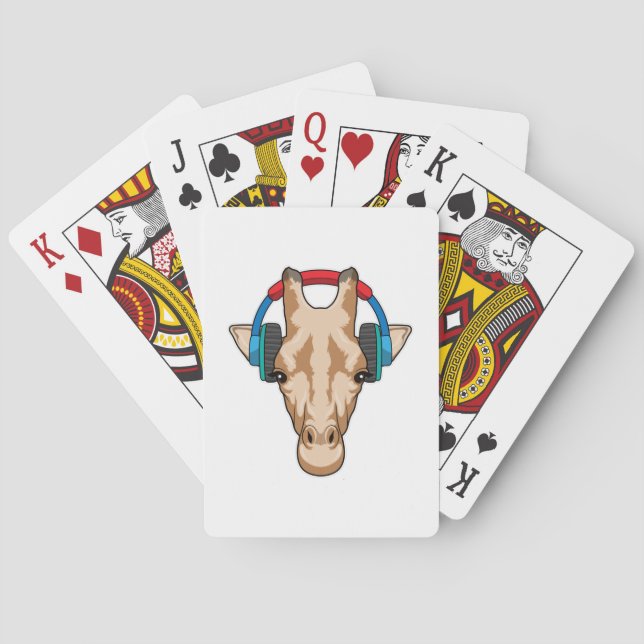 Giraffe bei Musik mit Headphone Spielkarten (Rückseite)