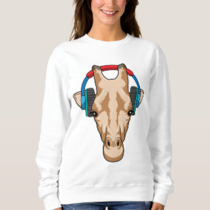 Giraffe bei Musik mit Headphone Sweatshirt