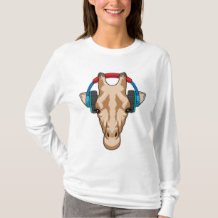 Giraffe bei Musik mit Headphone T-Shirt