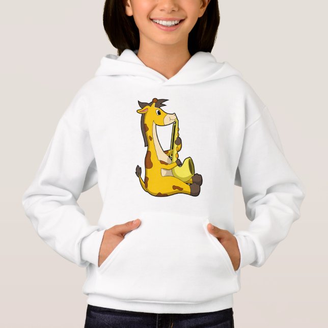Giraffe bei Musik mit Saxophone.PNG Hoodie (Vorderseite)