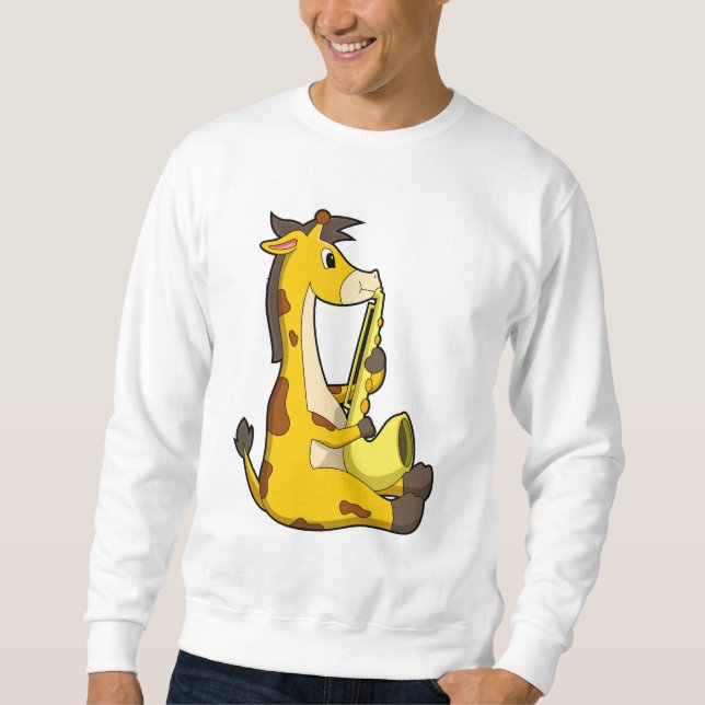 Giraffe bei Musik mit Saxophone.PNG Sweatshirt (Vorderseite)