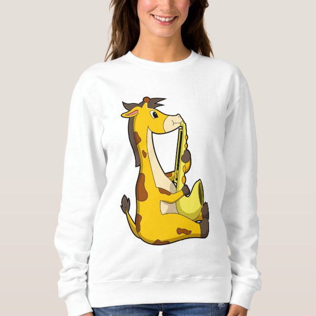 Giraffe bei Musik mit Saxophone.PNG Sweatshirt (Vorderseite)
