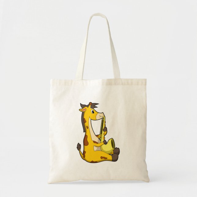 Giraffe bei Musik mit Saxophone.PNG Tragetasche (Vorne)