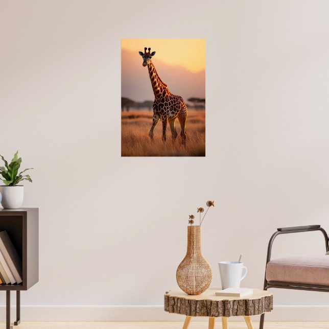 Giraffe bei Sunset - Illustration über Wildtiere Poster (Wohnzimmer 3)