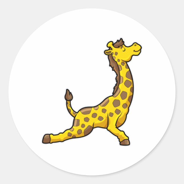 Giraffe bei Yoga Stretching Übungen Leg Runder Aufkleber (Vorderseite)