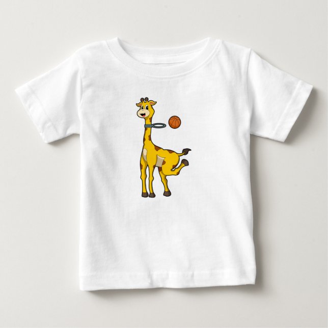 Giraffe beim Basketball mit Basketballkorb Baby T-shirt (Vorderseite)