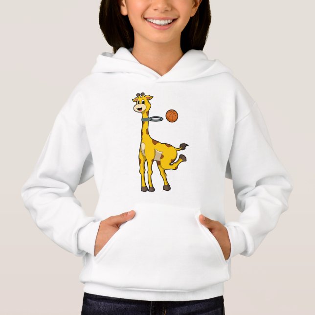 Giraffe beim Basketball mit Basketballkorb Hoodie (Vorderseite)