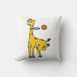 Giraffe beim Basketball mit Basketballkorb Kissen