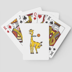Giraffe beim Basketball mit Basketballkorb Spielkarten