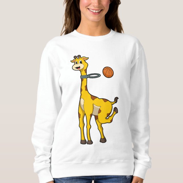Giraffe beim Basketball mit Basketballkorb Sweatshirt (Vorderseite)