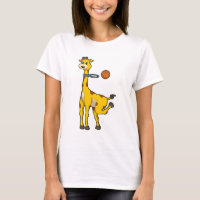 Giraffe beim Basketball mit Basketballkorb