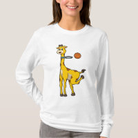 Giraffe beim Basketball mit Basketballkorb