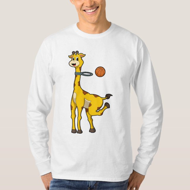 Giraffe beim Basketball mit Basketballkorb T-Shirt (Vorderseite)