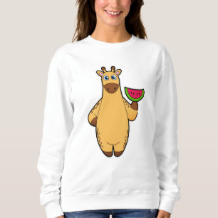 Giraffe beim Essen mit Watermelon Sweatshirt