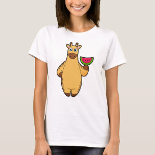 Giraffe beim Essen mit Watermelon T-Shirt