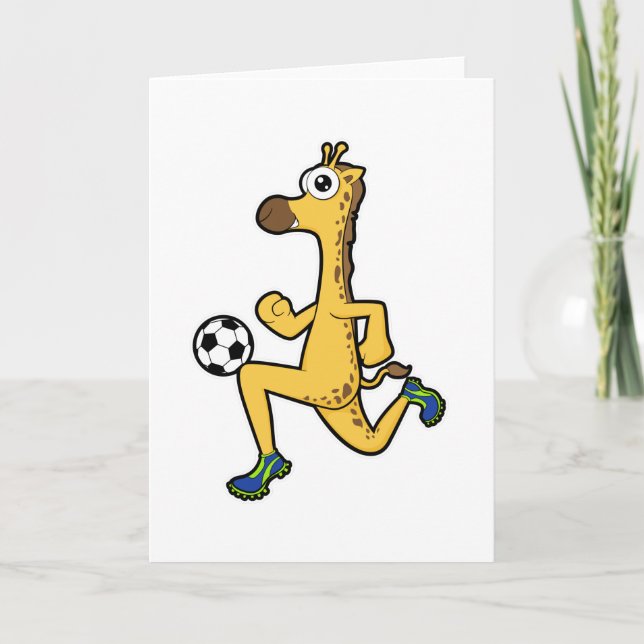 Giraffe beim Fußballsport Karte (Vorderseite)