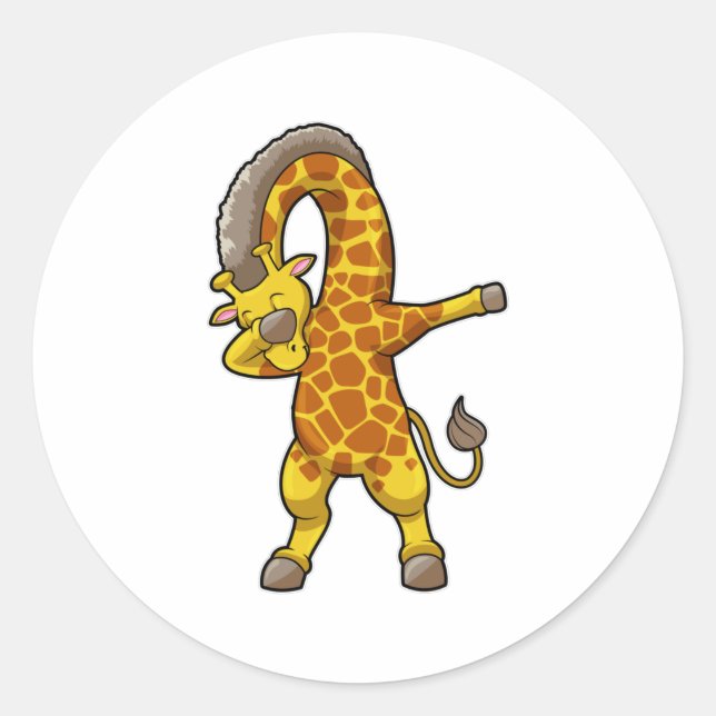 Giraffe beim Hip Hop Dance Dab Runder Aufkleber (Vorderseite)