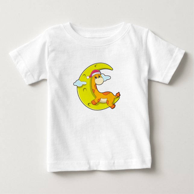 Giraffe beim Schlafen mit dem Mond Baby T-shirt (Vorderseite)