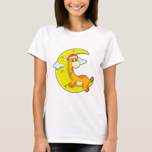 Giraffe beim Schlafen mit dem Mond T-Shirt